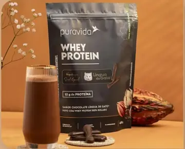 🛒Whey Protein Isolado Chocolate Lingua de Gato 450g Puravida