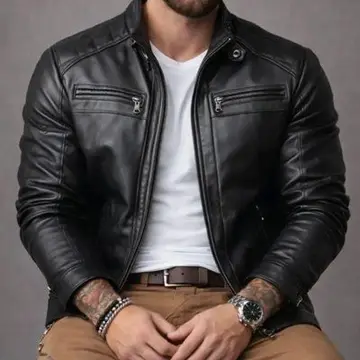 Jaqueta De Couro Masculino Slim Resistente P ao EGG
