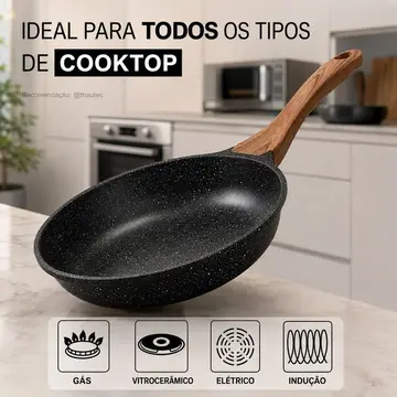 Frigideira Cerâmica Antiaderente Grande 24cm - Funciona em Todos os Tipos de Fogões