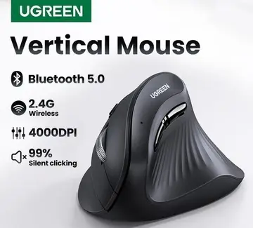 Mouse Ergonômico Ugreen Bluetooth 5.0 Wireless 2.4g ergonomico 4000dpi 6 botões 4k DPI bluetooth5.0 2.4 pilha