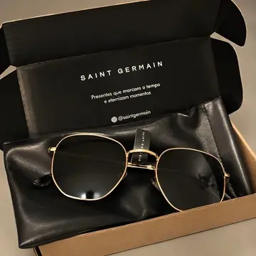 Óculos De Sol Saint Germain Dourado Harbor Aviador Uv400 Lente Preto Desenho Espelho