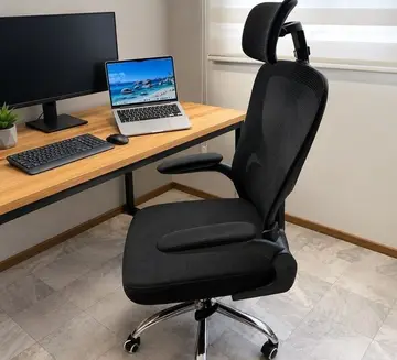 🛒Cadeira Escritório Business Ajuste Lombar Encosto De Cabeça Preto