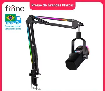 microfone fifine ampligame am8prot kit com braço articulado rgb