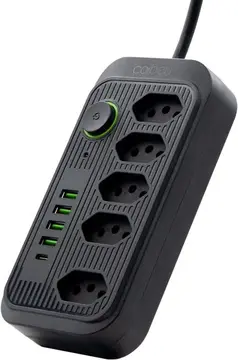 Extensão Tomada, Régua Tomada, Régua de Energia, 5 Tomadas, 4 Interfaces USB, 1 Porta USB Tipo-C