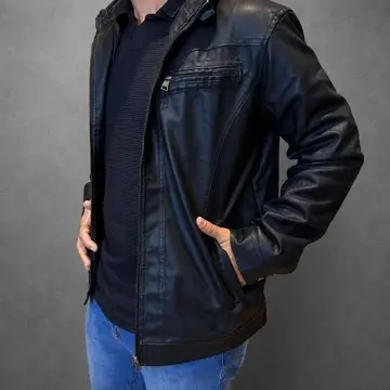Casaco Couro Masculina Forrada Slim