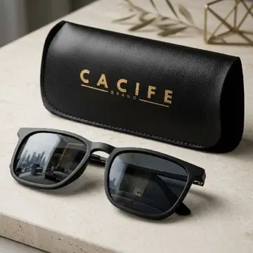 Óculos De Sol Quadrado Preto Proteção Uv400 C/ Case + Preto