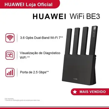 HUAWEI WiFi BE3 Roteador Wi-Fi 7 Dual-Band de até 3,6 Gbps com Porta Ethernet de 2,5 Gbps