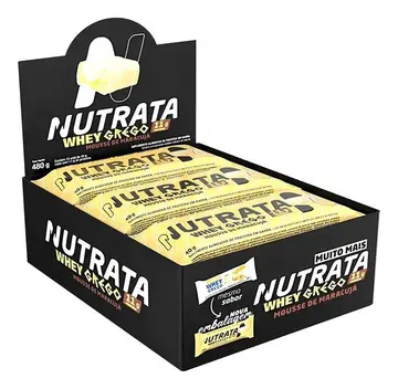 barrinha de proteina nutrata whey grego 40g 12 unidades mousse de maracuja