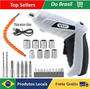 Parafusadeira Sem Fio portátil Recarregavel 32 ponteiras + maleta com acessórios