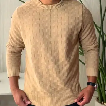 Suéter Masculino Lã Tricot Manga Longa Xadrez Blusa De Frio P ao GG