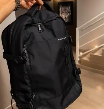 Mochila masculina, impermeável, reforçada, com capacidade ampliada de 30-42L, adequada para portátil, viagens diárias, cor preta