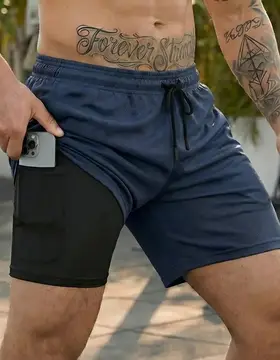 Kit 4 Shorts 2 Em 1 Duplo Dryfit Masculino Compressão Térmica P ao GG