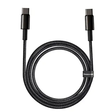 🔌 Baseus Tungsten Gold Cabo USB-C para USB-C 100W 2m - Preto