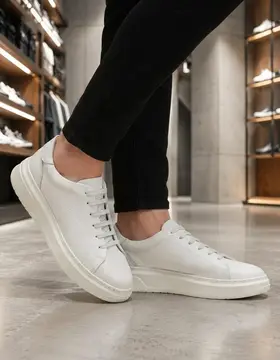 Tênis Masculino Couro Legítimo Casual Solado Alto Premium 38 a 43