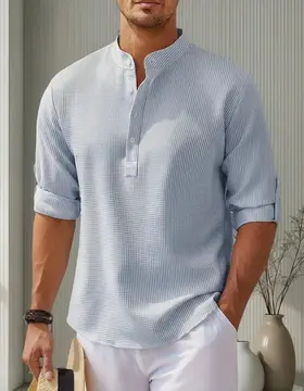 Camisa Casual Masculina Gola Padre De Manga Comprida Solta P ao XGG