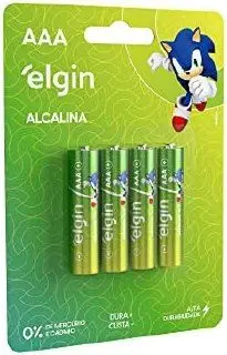 Pilha Alcalina, Elgin, Palito AAA, Blister com 4