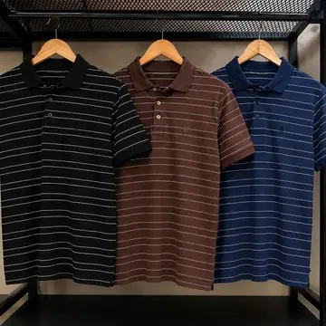 Polo Piquet Masculina Listrada Polo Wear Preto P ao GG