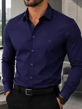 Camisa Social Masculina Manga Longa P ao GG