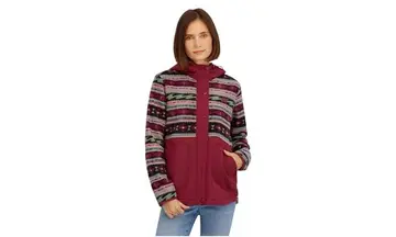 Billabong Jaqueta feminina de lã polar acolchoada de lã sherpa, Vinho, P