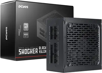 Fonte Gamer Pcyes Shocker Full Modular 600w 80 Plus White - Black Vulcan