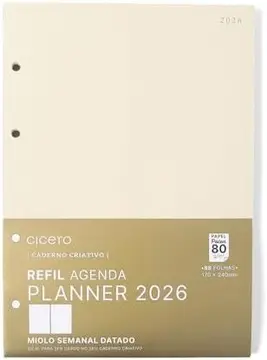 REFIL CADERNO CRIATIVO ARGOLADO 88 FLS POLEN 80G AGENDA PLANNER 2026 SEMANAL 17X24