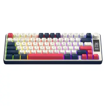 Teclado sem fio Aoc Gk280 70%, Bluetooth Trimodo /2.4 GHz/Usb-C, Rgb Led Rainbow, Ergonômico, Bateria Recarregável