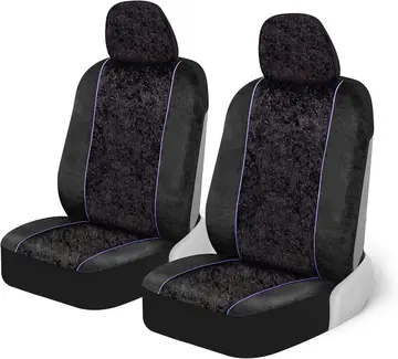 Bdk Capas de assento de carro preto Stardust para bancos dianteiros, 2 unidades. Conjunto de capas de assento dianteiro com padrão de glitte