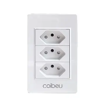 Coibeu Tomada de Parede 3 Postos Padrão Brasileiro 10A – 110V/250V Branca