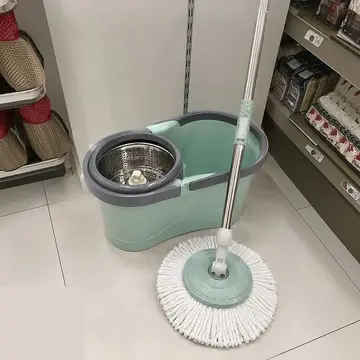 Mop Spin Limpeza 360 Giratório Cesto Em Inox 13 Litros Verde-claro