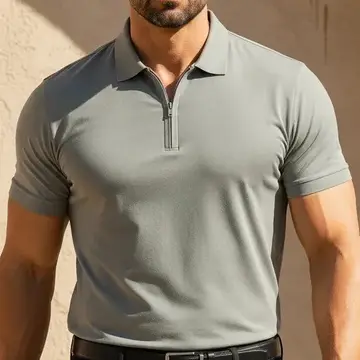 Camisa Gola Polo Zíper Masculina Poliamida Premium Elastano Verde Old Money P ao GG