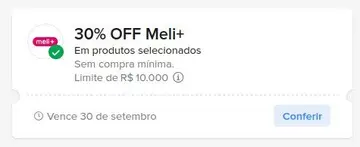 🎟 30% OFF sem mínimo limite