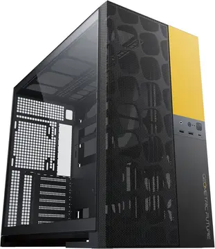 Gabinete Gamer Geometric Future Model 5 Vent Preto e Amarelo Sem Fans GEO-M5V-BY
