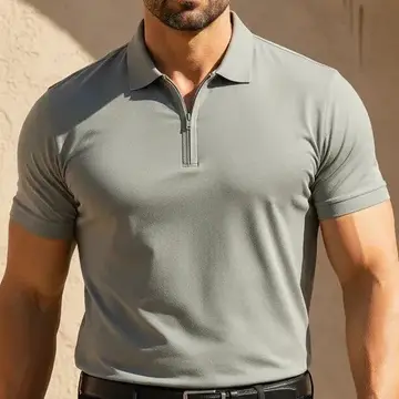 Camisa Gola Polo Zíper Masculina Poliamida Premium Elastano Verde Old Money