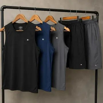 Kit 3 Camisas Regata Dry-fit Sandrini + 2 Short Tactel