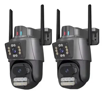 Kit 2 Câmeras de Segurança IP App Icsee Lente Dupla Preto