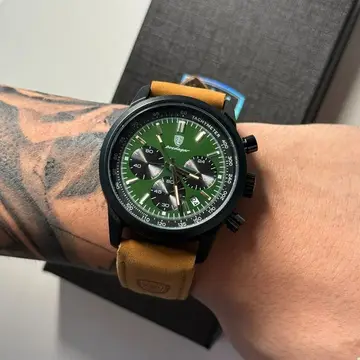 Relógio Luxo Poedagar Masculino Pulseira Em Couro 6 cores