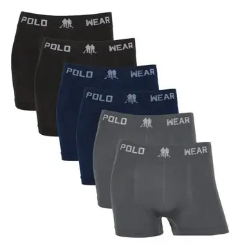 🛒Kit 6 Cuecas Boxer Sem Costura Polo Wear Microfibra