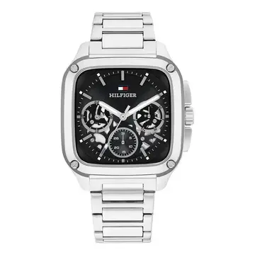 🛒Relógio Tommy Hilfiger Herald Skeleton Masculino Em Aço Prat Prateado Preto