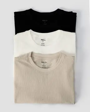 Kit 3 Camisetas Masculina Canelada Americana Gola Careca