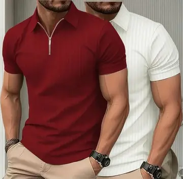 Kit 2 Camiseta Polo Manga Curta Com Ziper Masculina Canelada M ao GG
