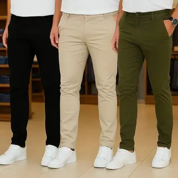 Kit 3 Calças Masculinas Social Alfaiataria Sarja Lycra Chino 38 a 48