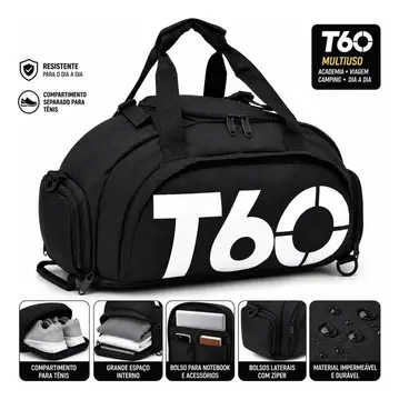 🛒Mochila T60 Multiuso Impermeável Esportiva C Compartimentos