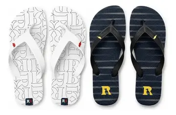 🛒Kit 2 Pares Chinelo Masculino Reserva Confortável E Macio Coqueiro E Preto Dourado