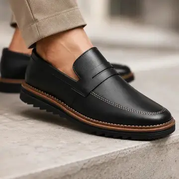 Mocassim Masculino Sapato Social Sola Tratorada Casual Preto Liso 37 a 44