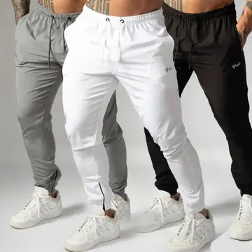 Kit 3 Calças Jogger Masculinas De Tactel Com Elastano Ziper P ao G1