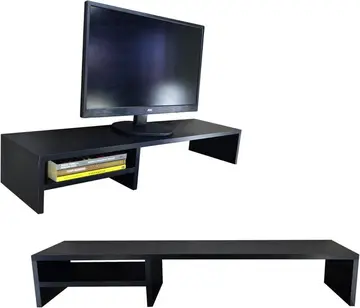Suporte Para Monitor Elevado Mesa Home Office Setup Gamer Organizador MDF 90cm Preto
