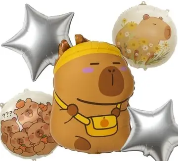 Kit 5 Balões Foil Capivara Bolsa Laranja – Cartelado Premium – Balão Festa Infantil, Decoração Criativa – Luma Festas
