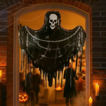 Balão Halloween Foil Gigante 3D e Cartelado Caveira Acorrentada