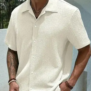 camisa masculina casual texturizada old money com botões