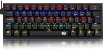 teclado redragon fizz rainbow preto switch azul
